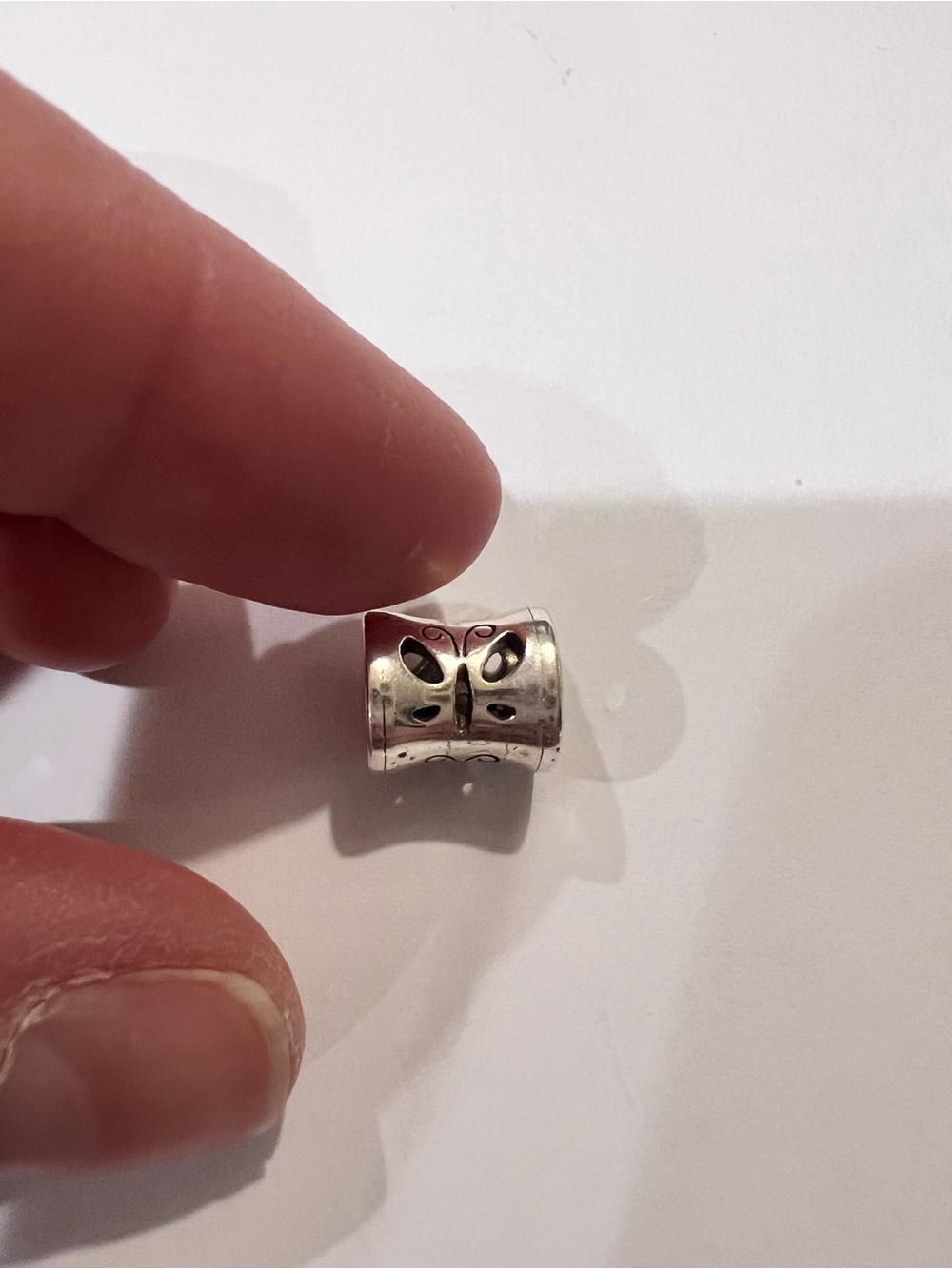 Brighton Silver Butterfly Barrel Bead Charm